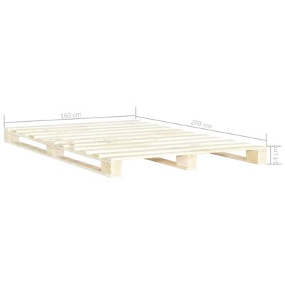 vidaXL Estrutura de cama em paletes pinho maciço 160x200 cm