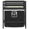 vidaXL Cama alta crian&ccedil;a c/ cortina 90x190cm pinho maci&ccedil;o branco/preto