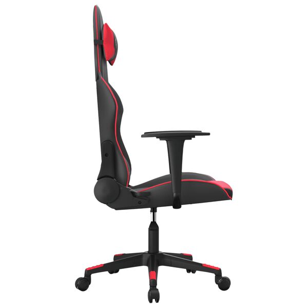 vidaXL Cadeira gaming massagens couro artificial preto e vermelho
