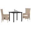 vidaXL Conjunto de Jantar para Jardim com almofada 3 pcs Bege vime PE