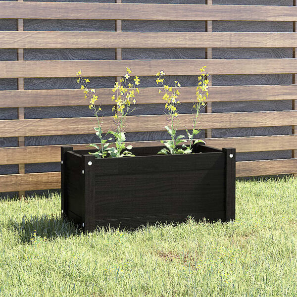 vidaXL Vaso/floreira de jardim 60x31x31 cm pinho maci&ccedil;o preto