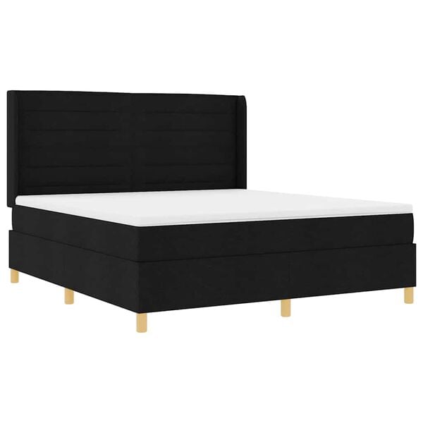 vidaXL Cama Box com colch&atilde;o com cabeceira Preto 180 x 200 cm tecido