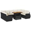 vidaXL 10 pcs conjunto sof&aacute;s de jardim c/ almofad&otilde;es vime PE preto