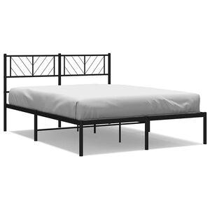 vidaXL Estrutura de cama com cabeceira 135x190 cm metal preto