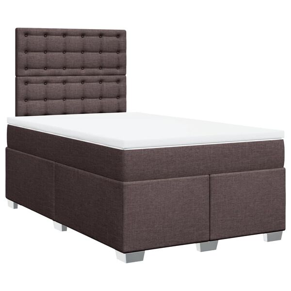 vidaXL Cama boxspring com colch&atilde;o 120x190 cm tecido castanho-escuro