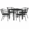 vidaXL Conjunto de Jantar para Jardim 5 unid. Preto vime PE