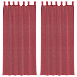 vidaXL Cortinas de voile com bolsos para var&atilde;o 2 pcs vermelho tinto