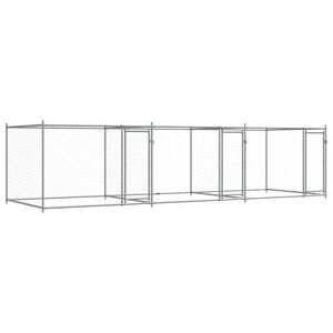 vidaXL Jaula para c&atilde;o com portas 6x2x1,5 m a&ccedil;o galvanizado cinzento