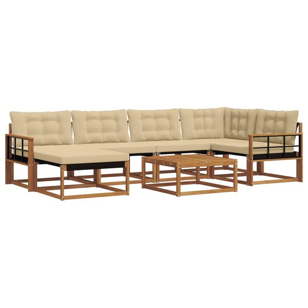 vidaXL Conjunto de Sof&aacute;s para Exterior 19 pcs Natural e Bege