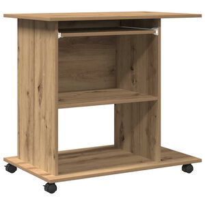 vidaXL Mesa para computador carvalho artesanal 80x50x75 cm
