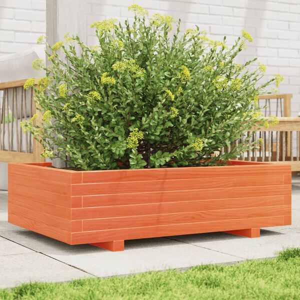 vidaXL Vaso/floreira de jardim 90x60x26,5 cm pinho maci&ccedil;o castanho-mel