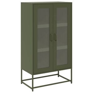 vidaXL Aparador alto 68x39x123 cm a&ccedil;o verde azeitona