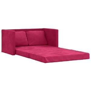 vidaXL Sofá-cama sem pés 122x204x55 cm veludo vermelho tinto