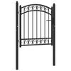 vidaXL Port&atilde;o para cerca com topo arqueado 100x100 cm a&ccedil;o preto
