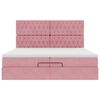moldura de cama otomana vidaXL com colch&atilde;o rosa 200x200cm Veludo