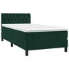 vidaXL Cama com molas/colch&atilde;o 90x200 cm veludo verde-escuro