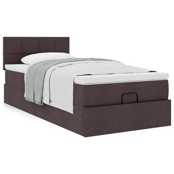 vidaXL Cama otomana com colch&atilde;o 100x200 cm tecido castanho escuro