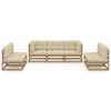 vidaXL 7 pcs conjunto lounge de jardim c/ almofad&otilde;es pinho maci&ccedil;o