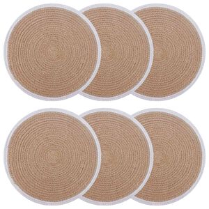 vidaXL Sousplat de Juta 6 unid. Natural e Branco 100% Juta Tossa