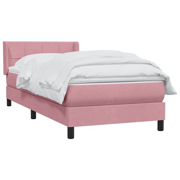 vidaXL Cama com molas/colch&atilde;o 100x210 cm veludo rosa