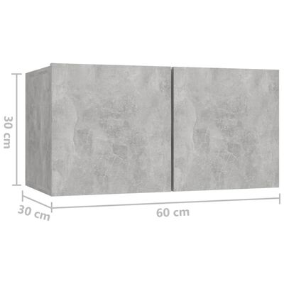 vidaXL Móveis de TV para parede 2 pcs 60x30x30 cm cinzento cimento