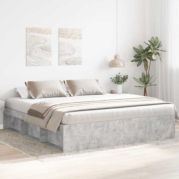 vidaXL Estrutura de cama 200x200 cm cinza cimento