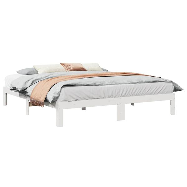 vidaXL Cama sem colch&atilde;o 160x200 cm madeira de pinho maci&ccedil;a branco