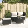 vidaXL 3 pcs conjunto lounge de jardim c/ almofad&otilde;es vime PE preto
