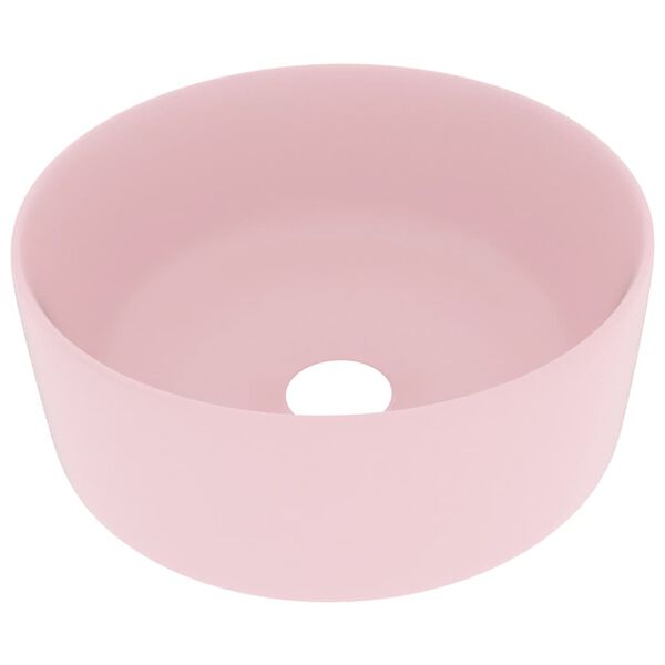 vidaXL Lavatório luxuoso redondo 40x15 cm cerâmica rosa mate