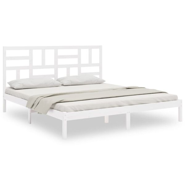 vidaXL Estrutura de cama 200x200 cm madeira maci&ccedil;a branco