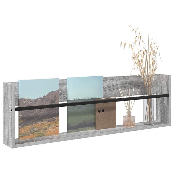 vidaXL Estante de Revistas Cinza Sonoma 100 x 12 x 30 cm