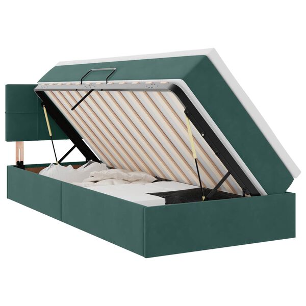 vidaXL Cama com Armazenamento Verde Escuro 100 x 200 cm Veludo