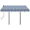 vidaXL Toldo retr&aacute;til manual com postes 3,5x2,5 m azul e branco