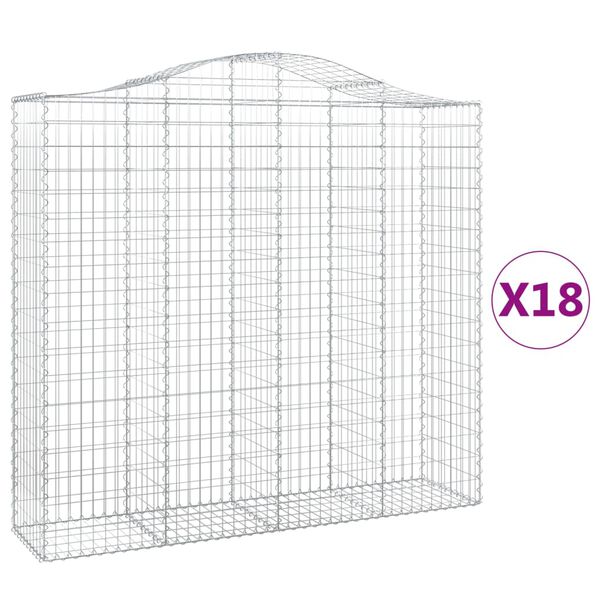 vidaXL Cestos gabi&atilde;o arqueados 18 pcs 200x50x180/200 ferro galvanizado
