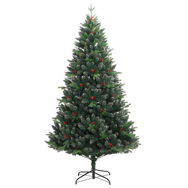 vidaXL &Aacute;rvore de Natal artificial articulada c/ bagas vermelhas 120 cm