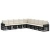 vidaXL Conjunto de Sof&aacute; de Jardim 9 pcs Preto e Branco Creme vime PE