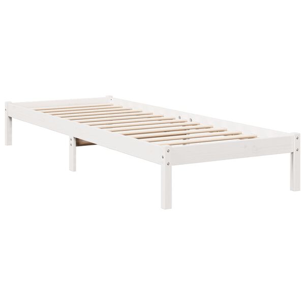 vidaXL Cama extra longa sem colch&atilde;o 80x220 cm pinho maci&ccedil;o branco