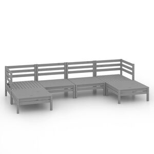 vidaXL 6 pcs conjunto lounge de jardim pinho maci&ccedil;o cinzento