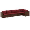 vidaXL 6 pcs conj. lounge jardim c/ almofad&otilde;es 6 pcs vime PE castanho
