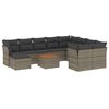 vidaXL 11 pcs conjunto sof&aacute;s de jardim c/ almofad&otilde;es vime PE cinzento
