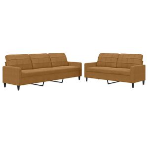 vidaXL 2 pcs conjunto de sof&aacute;s com almofad&otilde;es veludo castanho