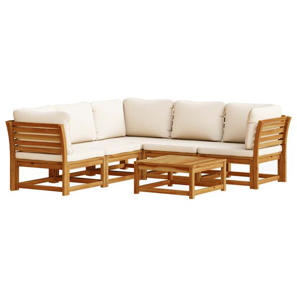 vidaXL 6 pcs conjunto lounge jardim c/almofad&otilde;es madeira maci&ccedil;a ac&aacute;cia