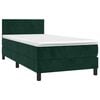 vidaXL Cama box spring c/ colch&atilde;o/LED 100x200 cm veludo verde-escuro
