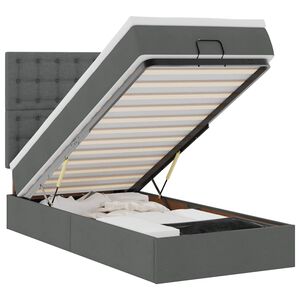 vidaXL Estrutura cama otomana colch&atilde;o 90x190 cm tecido cinzento escuro