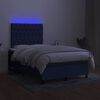 vidaXL Cama box spring c/ colch&atilde;o e LED 120x200 cm tecido azul