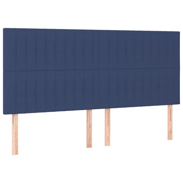 vidaXL Cabeceira de cama c/ luzes LED tecido 200x5x118/128 cm azul