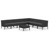 vidaXL 9 pcs conjunto lounge de jardim c/ almofadões vime PE preto