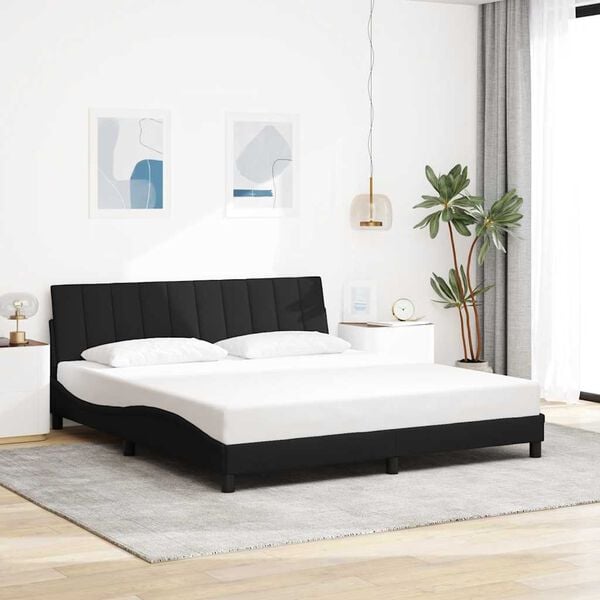 vidaXL Estrutura de cama sem colch&atilde;o Hanko 180x200 cm tecido preto