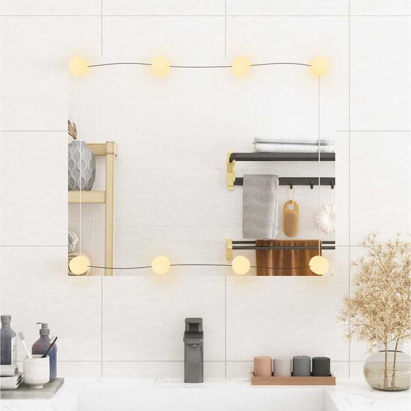 vidaXL Espelho de parede retangular com luzes LED 50x60 cm vidro