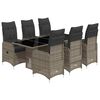 vidaXL 7 pcs conjunto bistr&ocirc; de jardim c/ almofad&otilde;es vime PE cinza